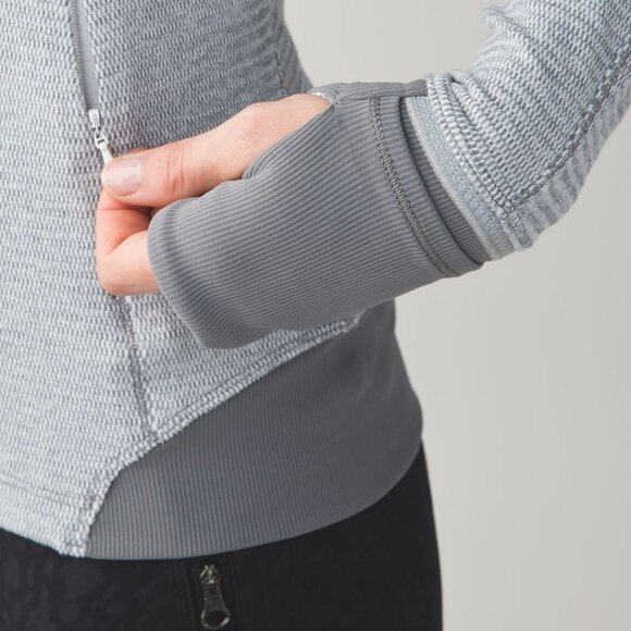 Lululemon Runderful 1/2 Zip Mini Check Pique White Heathered Slate/Slate - Picture 4 of 16